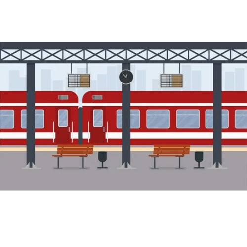 A railway station scene shows how important it is to reduce luggage for event visitors who want to use public transport 